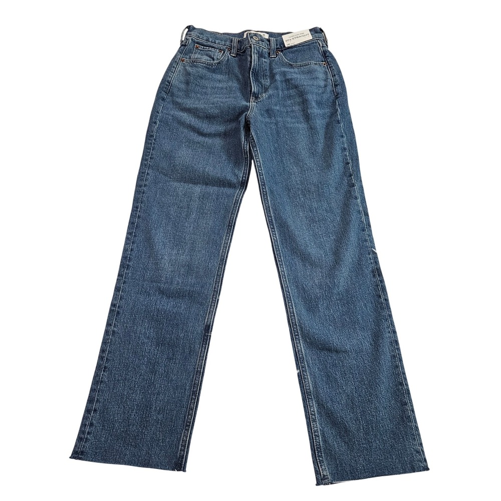 NWT Abercrombie‎ & Fitch Ultra High Rise 90s Straight Jeans Blue Sz 28 Short